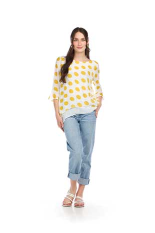 PT-16015 - POLKA DOT HIGH LOW LAYERED BLOUSE  - Colors: AS SHOWN - Available Sizes:XS-XXL - Catalog Page:52 